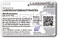 Laserschutzbeauftragter Ausweis Karte